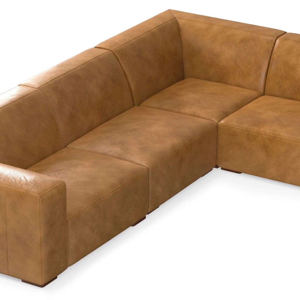 144" Sienna Brown Leather Modular Sofa