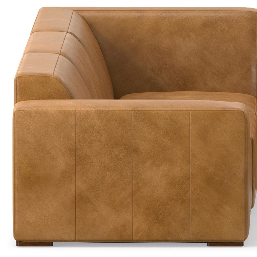 144" Sienna Brown Leather Modular Sofa