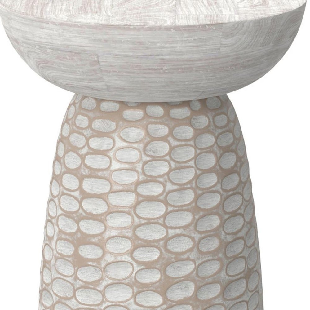 18" Textured Wood Pedestal End Table