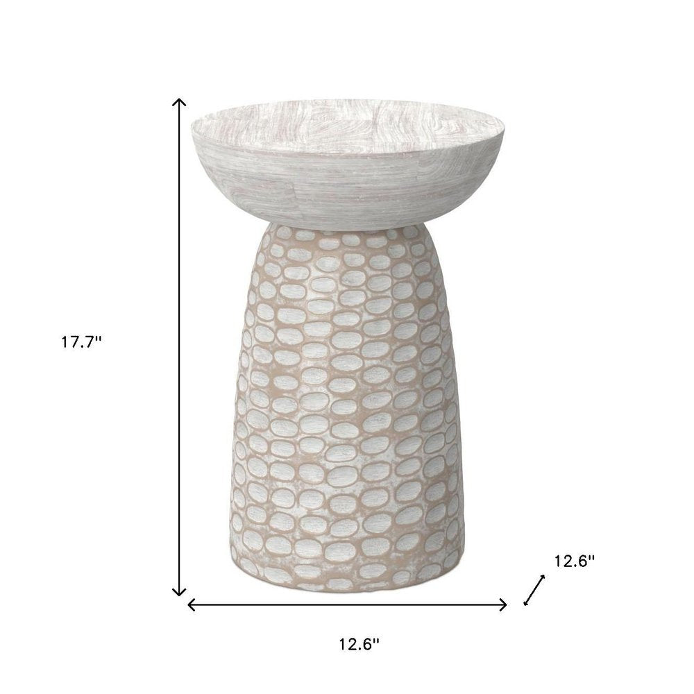 18" White Wood Accented Bowl End Table
