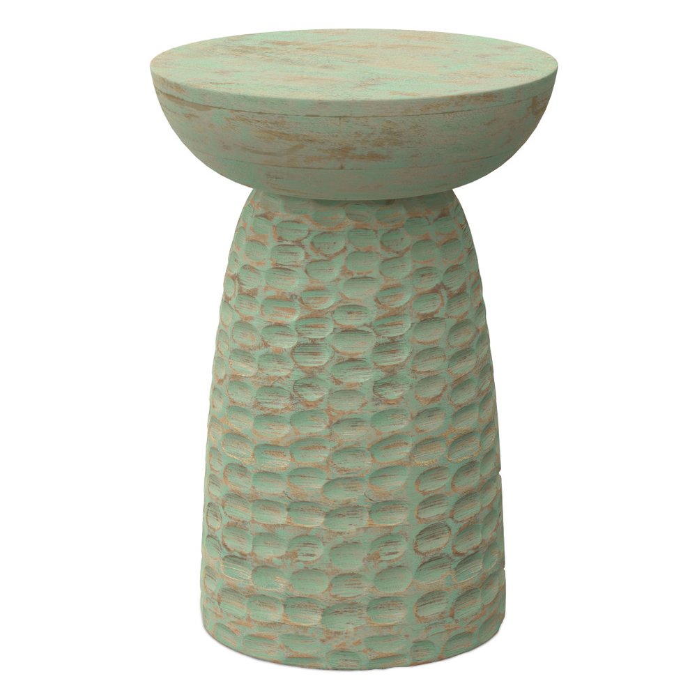 18" Textured Wood Pedestal End Table