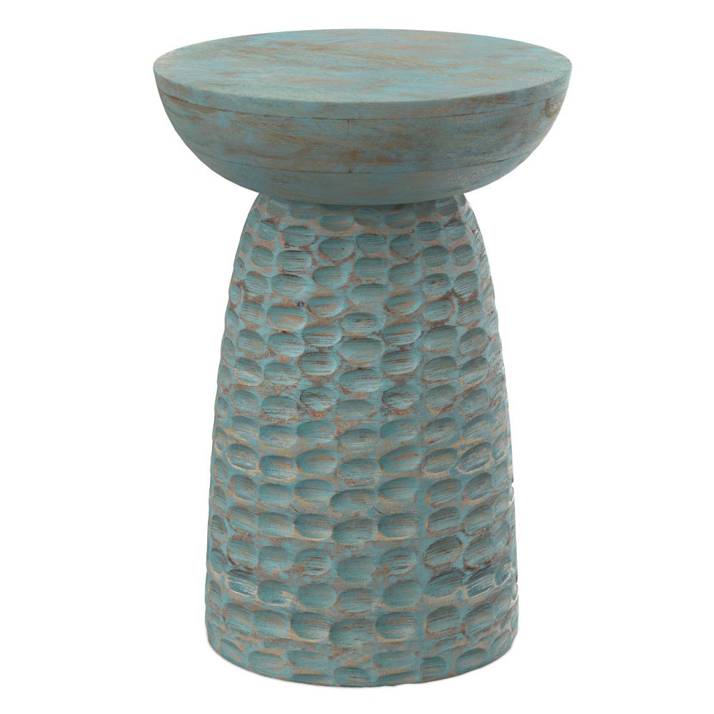 18" Textured Wood Pedestal End Table