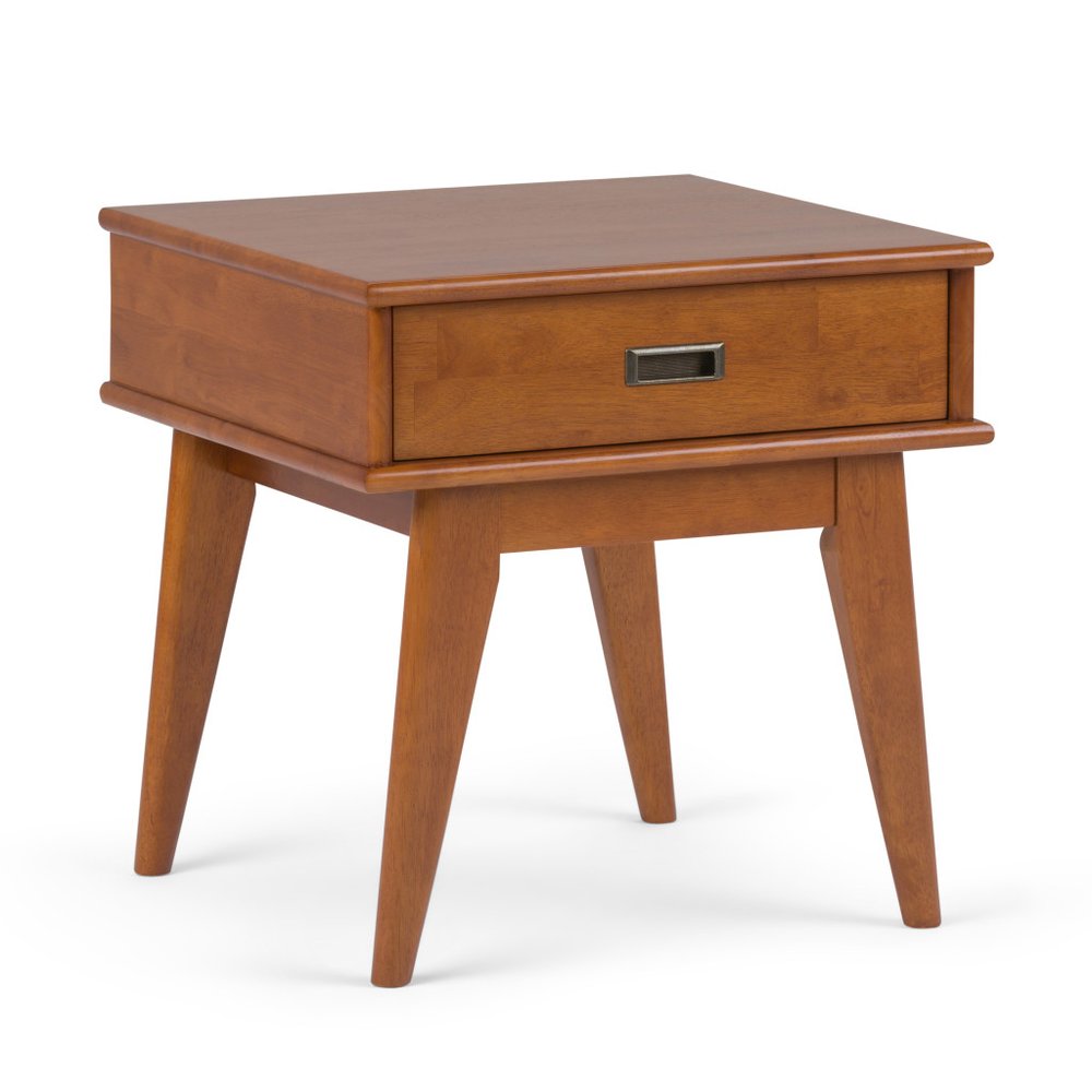 22" Brown Solid Wood End Table With Drawer