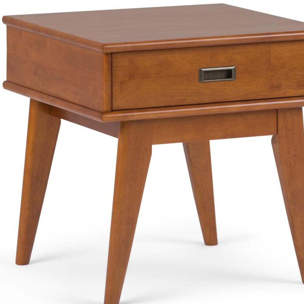 22" Brown Solid Wood End Table With Drawer