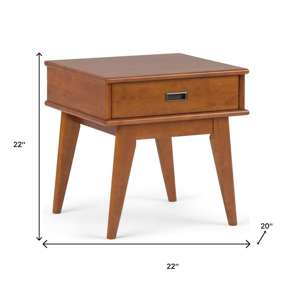 22" Brown Solid Wood End Table With Drawer
