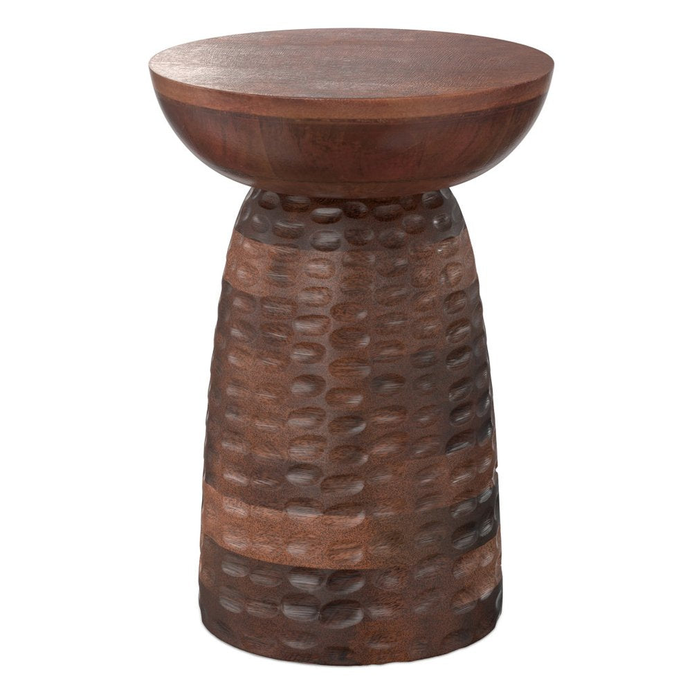 18" Textured Wood Pedestal End Table