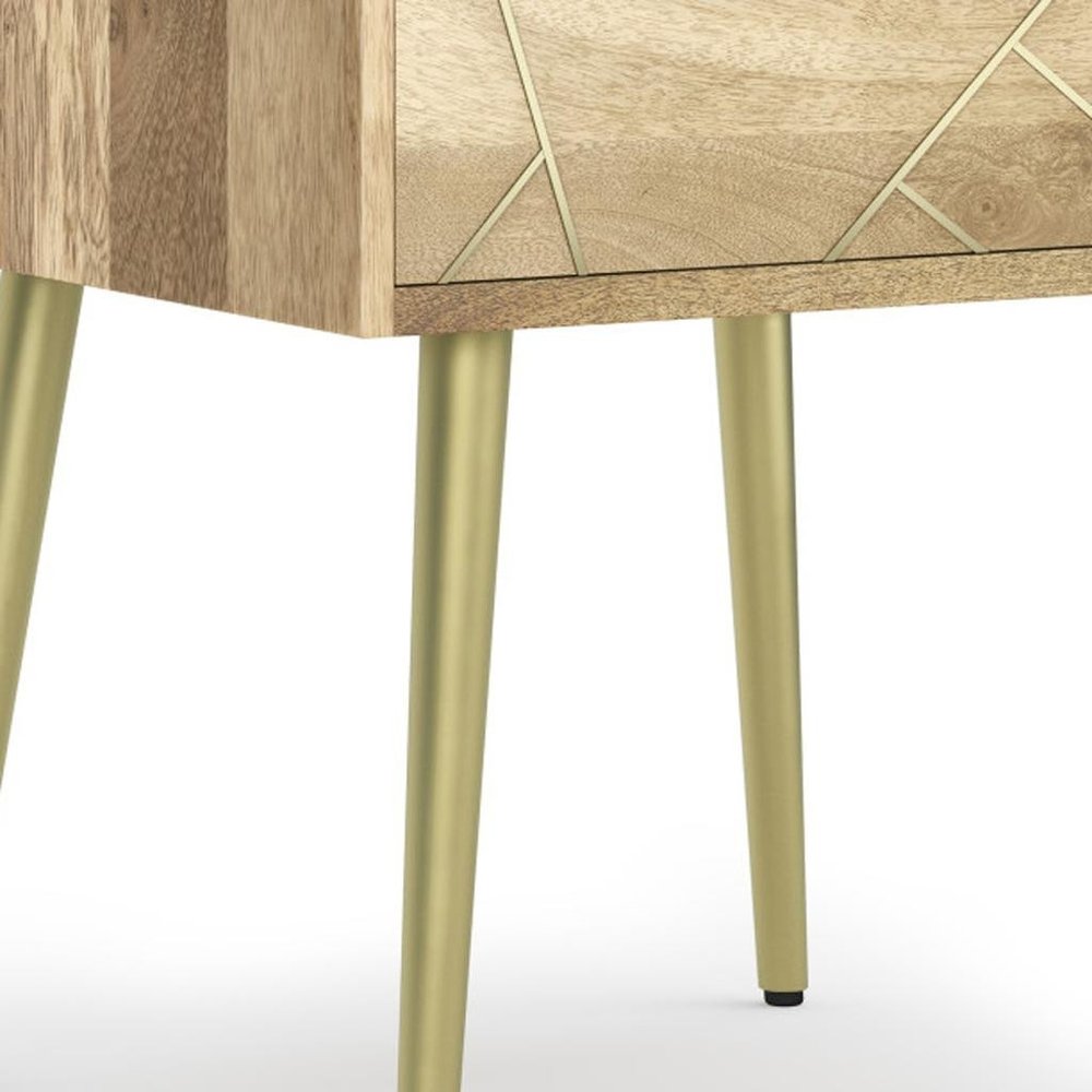 22" Wood and Iron Mid-Century End Table