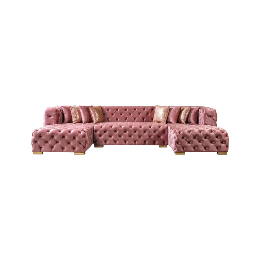 138" Tufted Velvet Deco U-Shaped Sectional