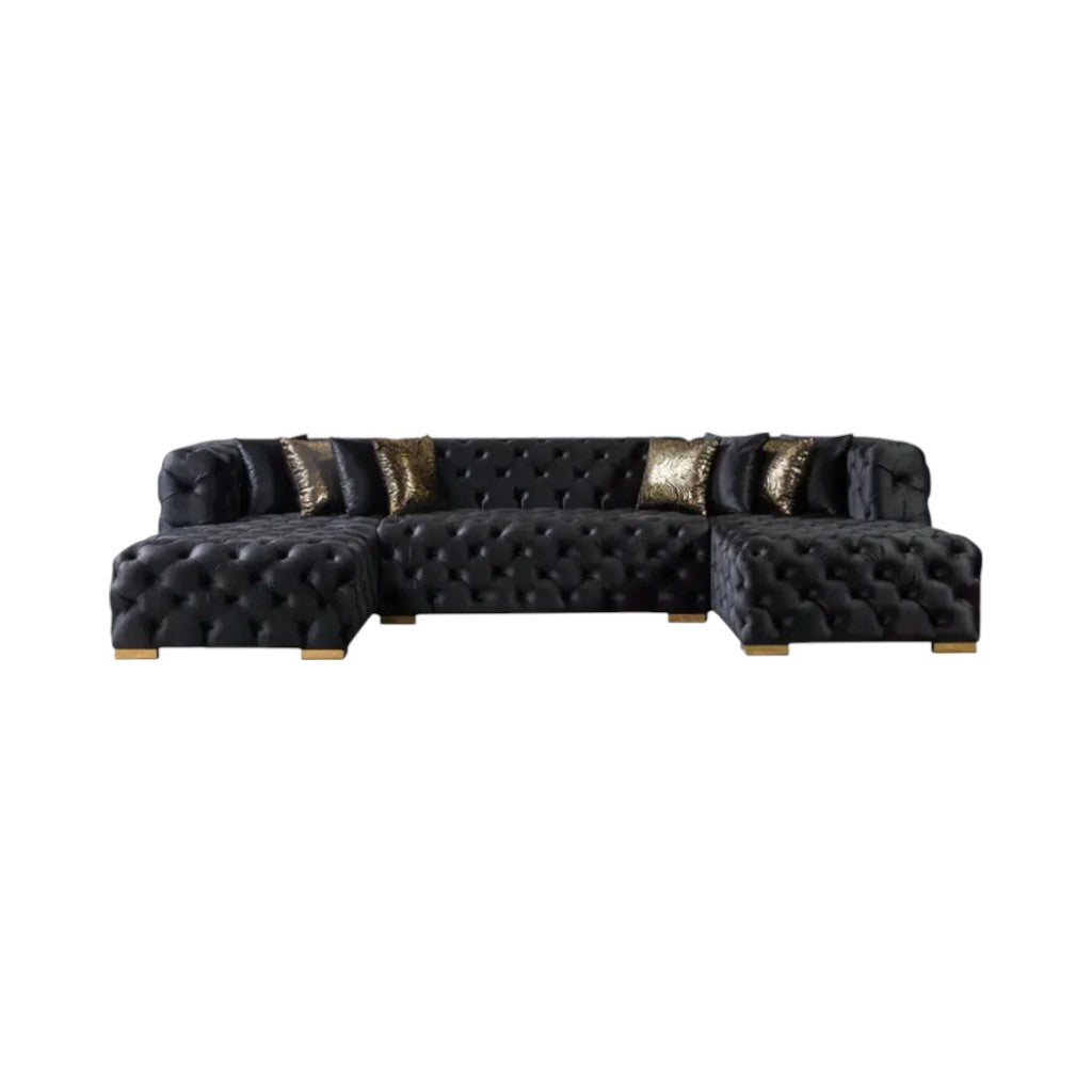 138" Tufted Velvet Deco U-Shaped Sectional