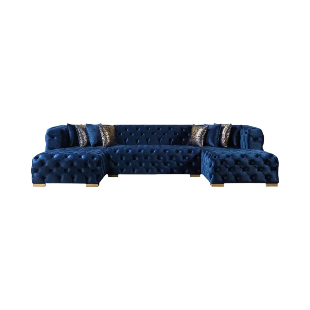 138" Tufted Velvet Deco U-Shaped Sectional