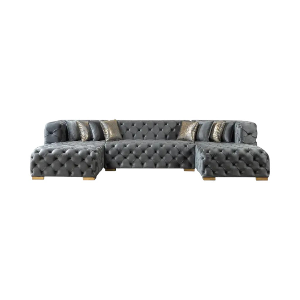 138" Tufted Velvet Deco U-Shaped Sectional