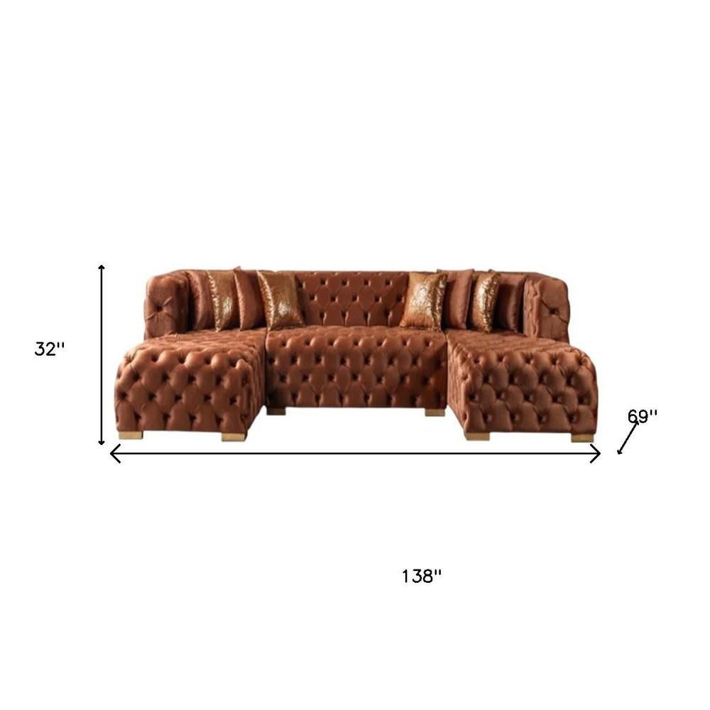 138" Tufted Velvet Deco U-Shaped Sectional