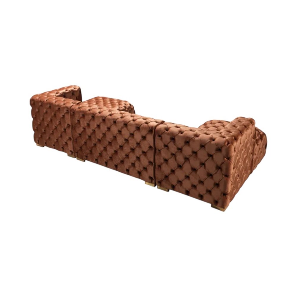 138" Tufted Velvet Deco U-Shaped Sectional