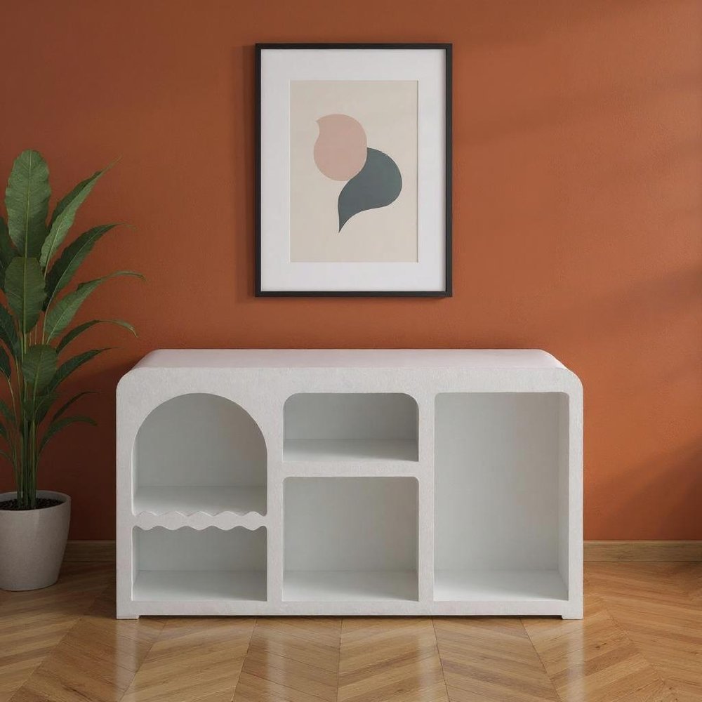 50" White Abstract Modern Console Table
