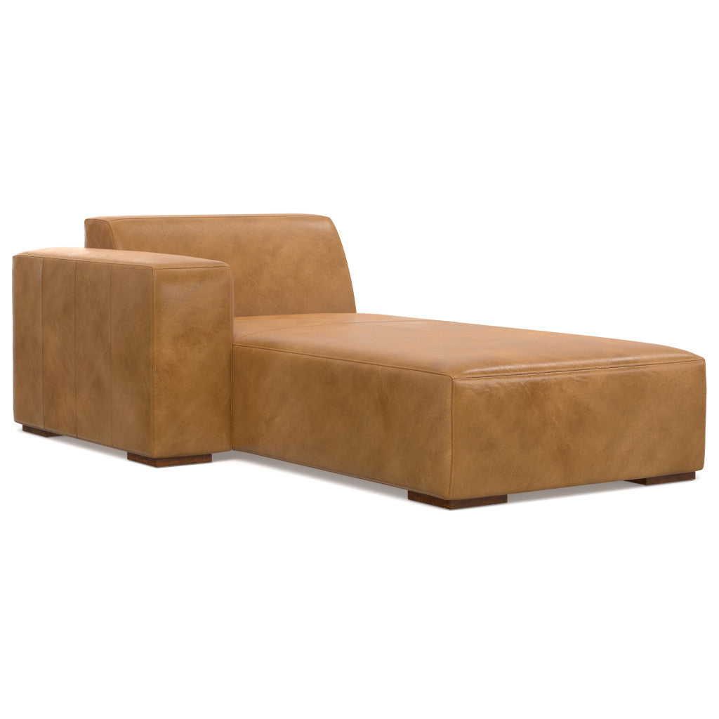LAF/RAF 70" Sienna Brown Leather Chaise Chair