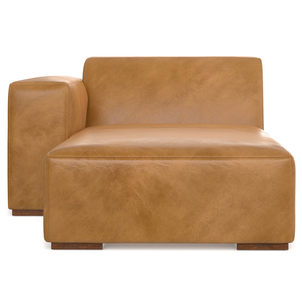 LAF/RAF 70" Sienna Brown Leather Chaise Chair