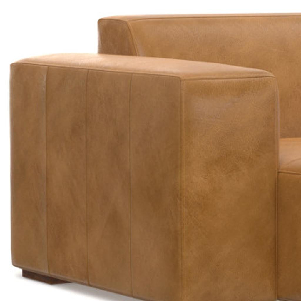 LAF/RAF 70" Sienna Brown Leather Chaise Chair