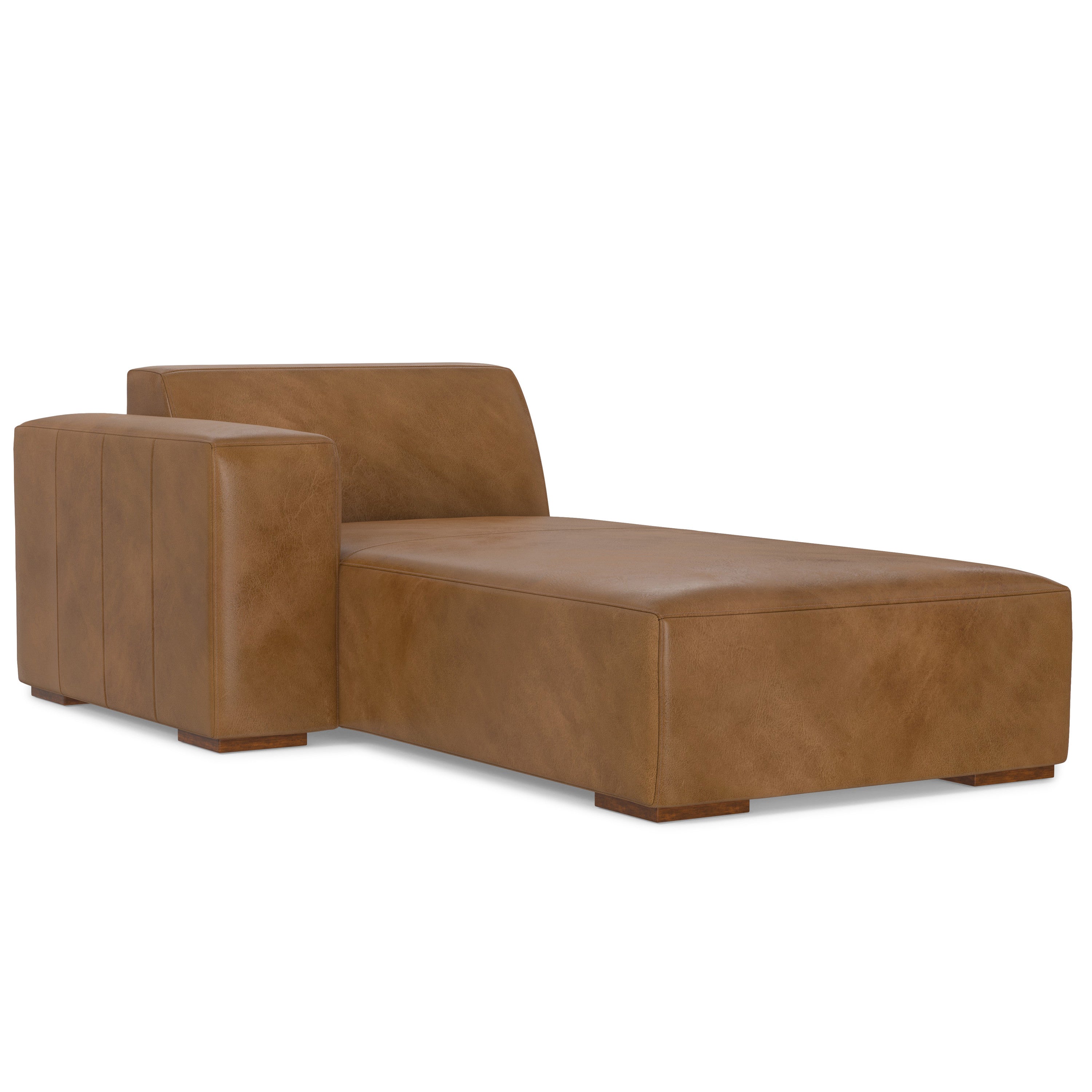 LAF/RAF 70" Sienna Brown Leather Chaise Chair