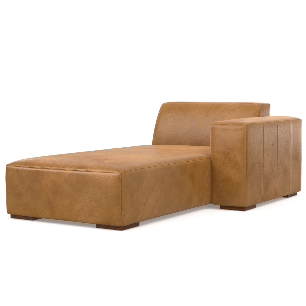 LAF/RAF 70" Sienna Brown Leather Chaise Chair