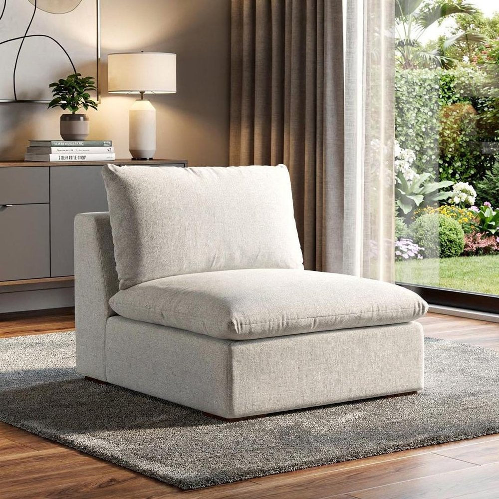 36" Light Gray Pillowback Slipper Chair