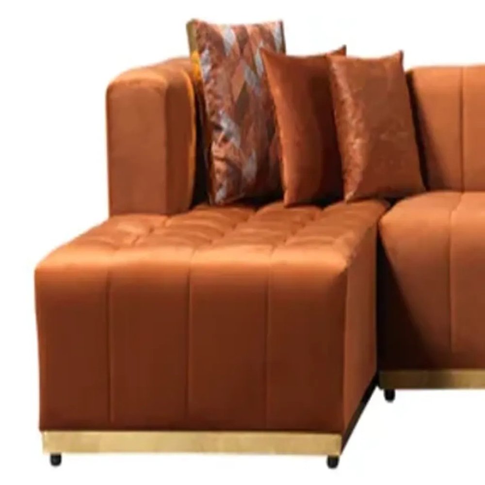 3 pc. 140" U-Shaped Tufted Velvet Deco Sectional Sofa
