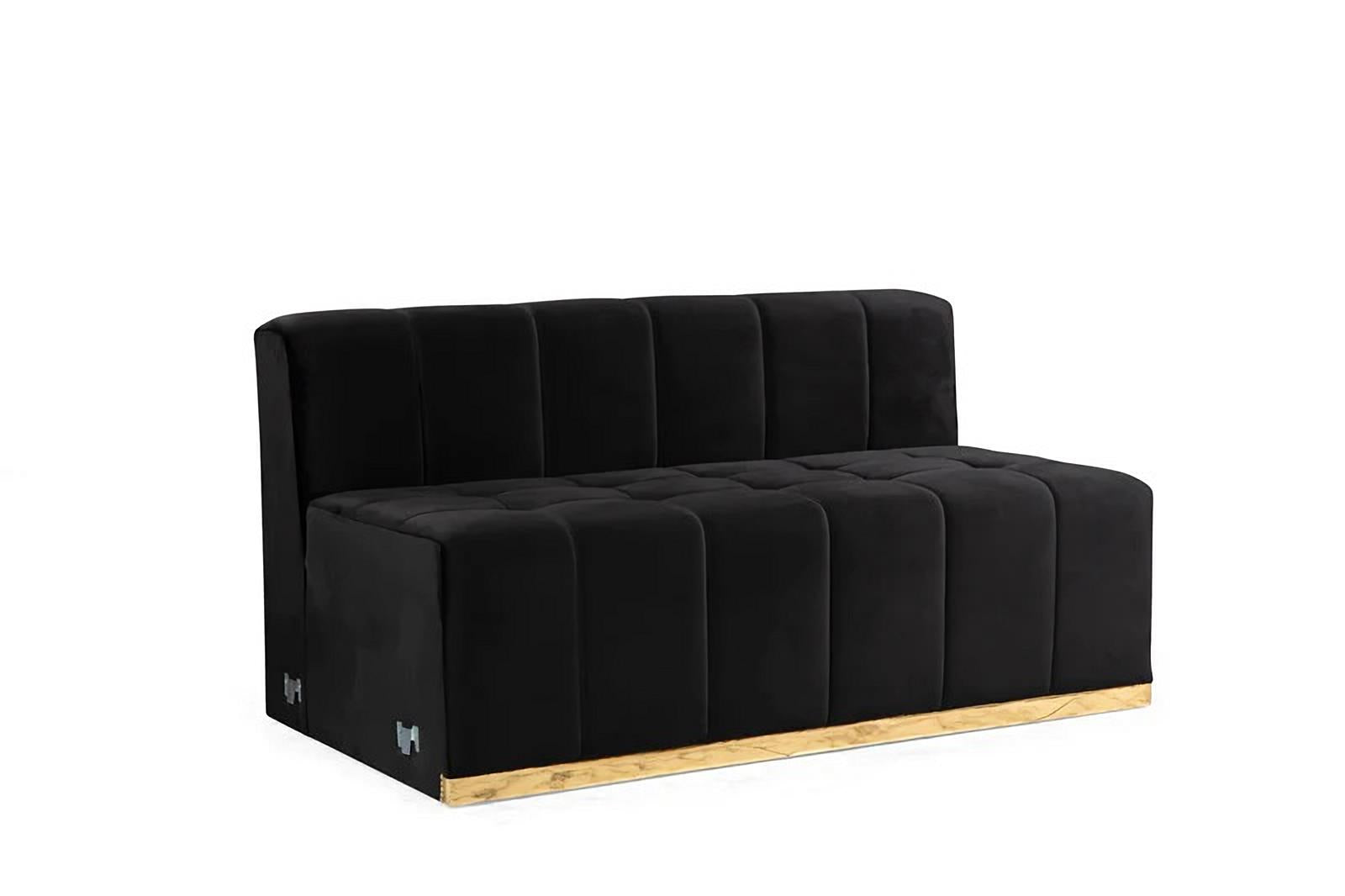 3 pc. 140" U-Shaped Tufted Velvet Deco Sectional Sofa