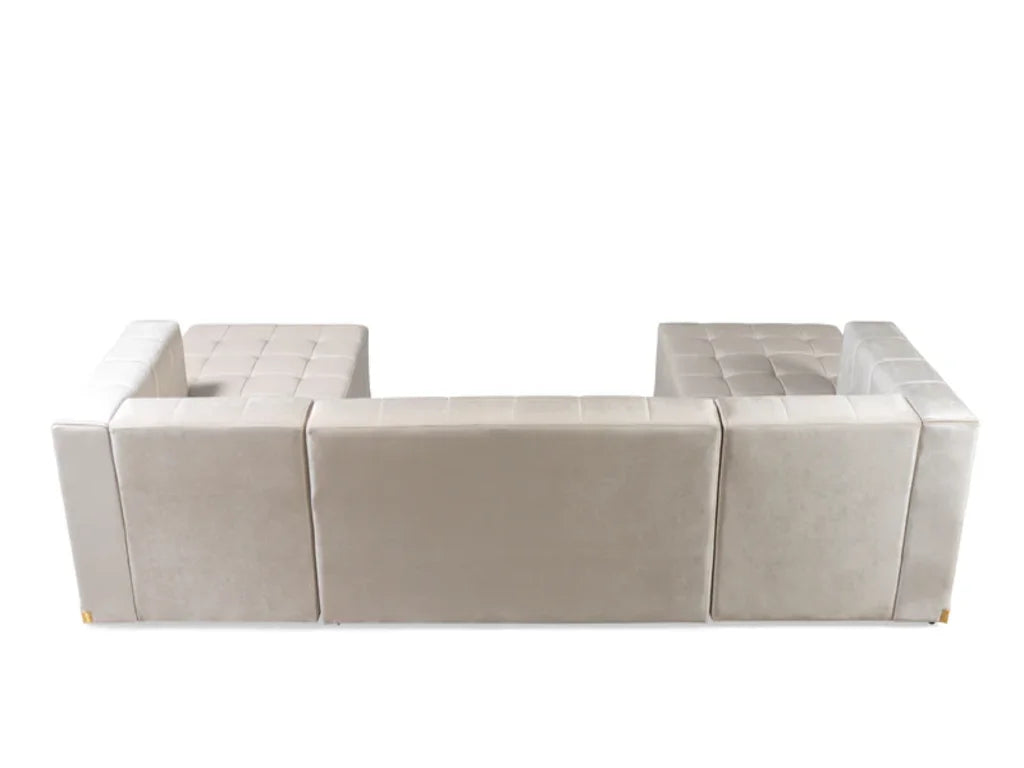 3 pc. 140" U-Shaped Tufted Velvet Deco Sectional Sofa