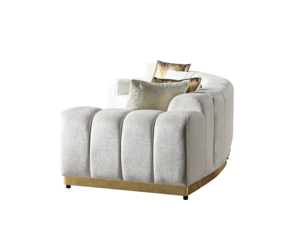 3 pc. 140" Curved Velvet Deco Sectional with Gold Trim