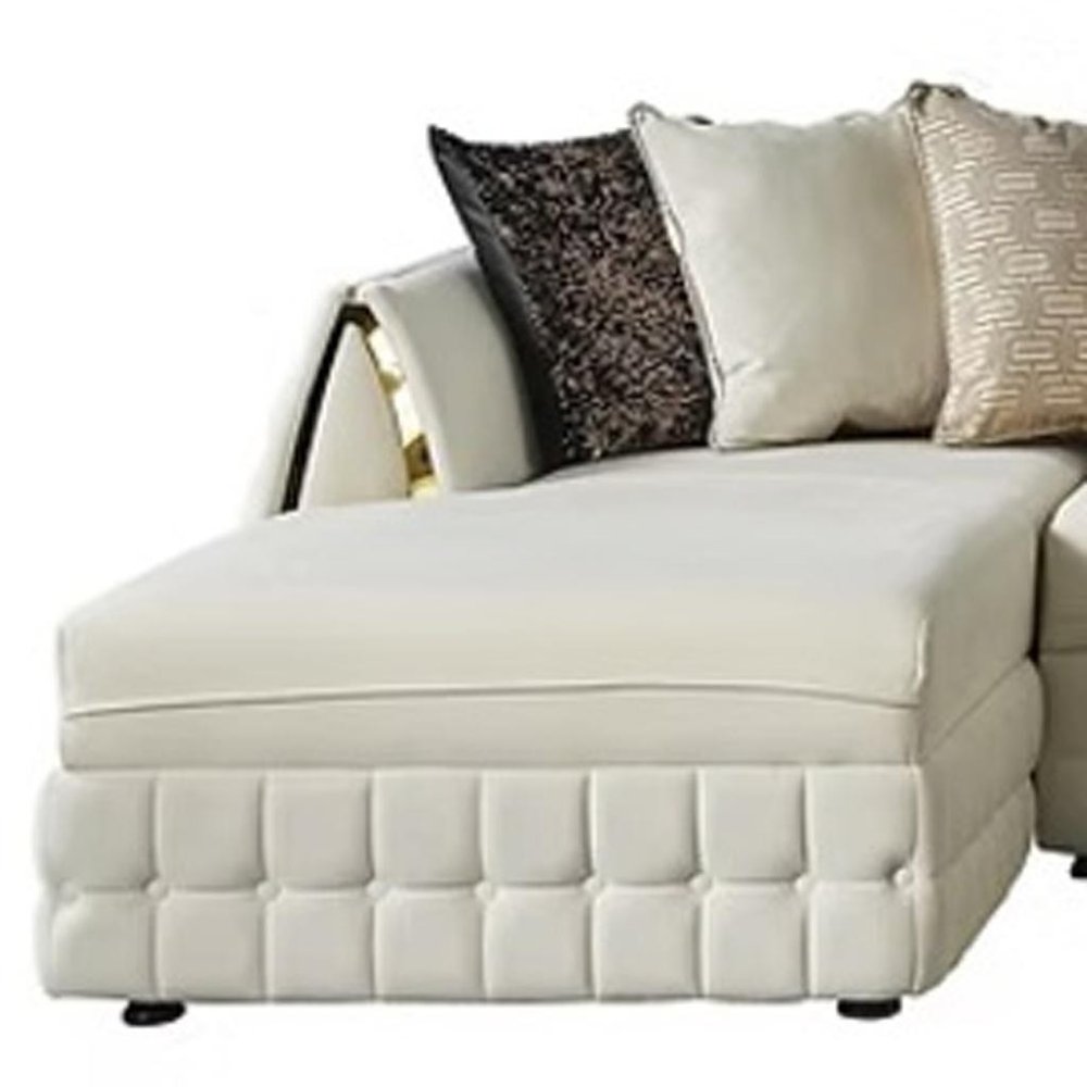 134" Velvet Button Tufted U-Shape Deco Sectional with Gold Trim