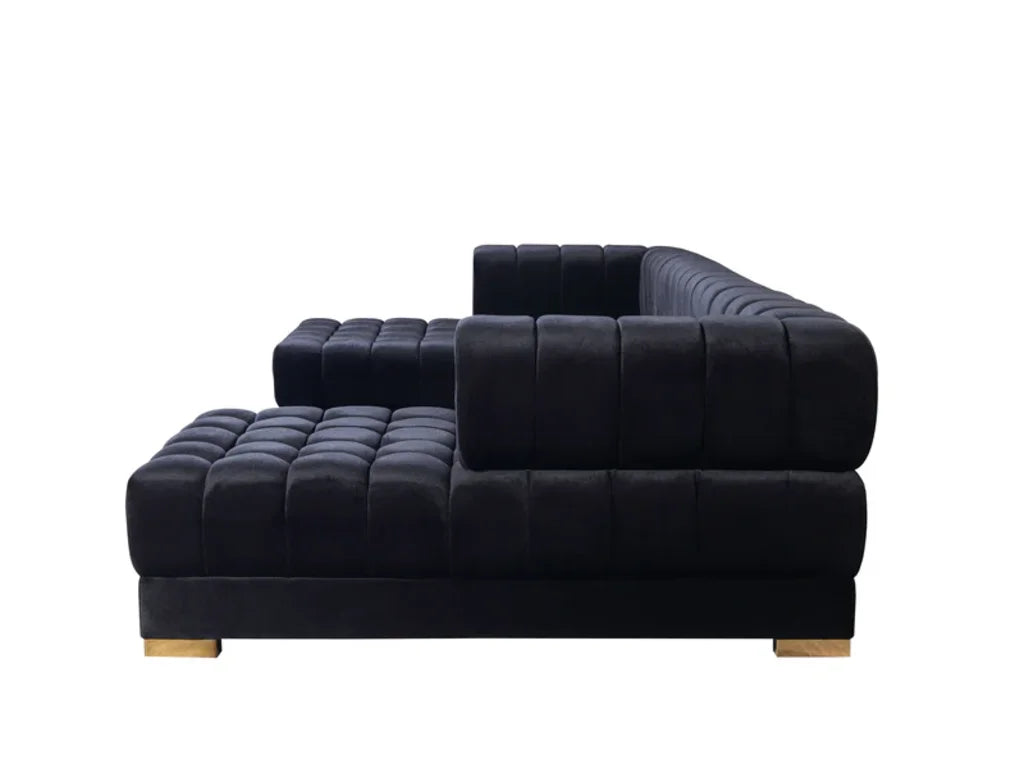 3 pc. 138" Velvet Channel Tufted U-Shape Deco Sectional