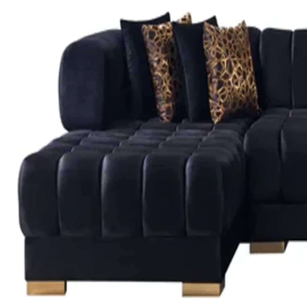3 pc. 138" Velvet Channel Tufted U-Shape Deco Sectional