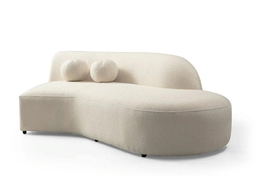 LAF/RAF 134" 2 pc. Ivory Bouclé Curved Sectional with Chaise