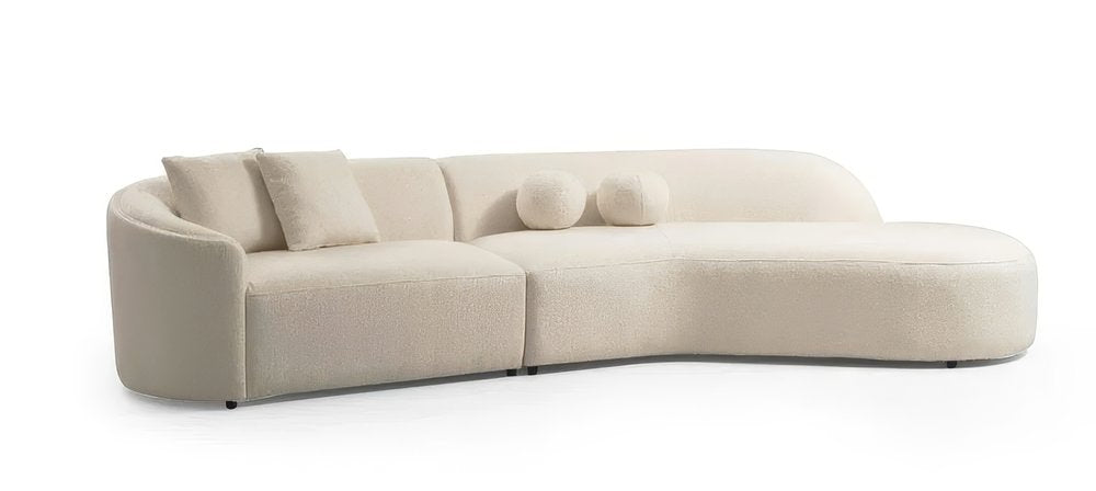 LAF/RAF 134" 2 pc. Ivory Bouclé Curved Sectional with Chaise