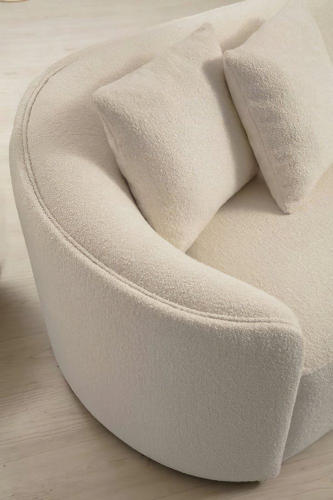 LAF/RAF 134" 2 pc. Ivory Bouclé Curved Sectional with Chaise