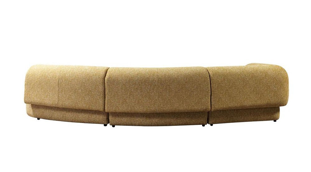 145" 3 pc. Boucle Curved Sectional with Toss Pillows