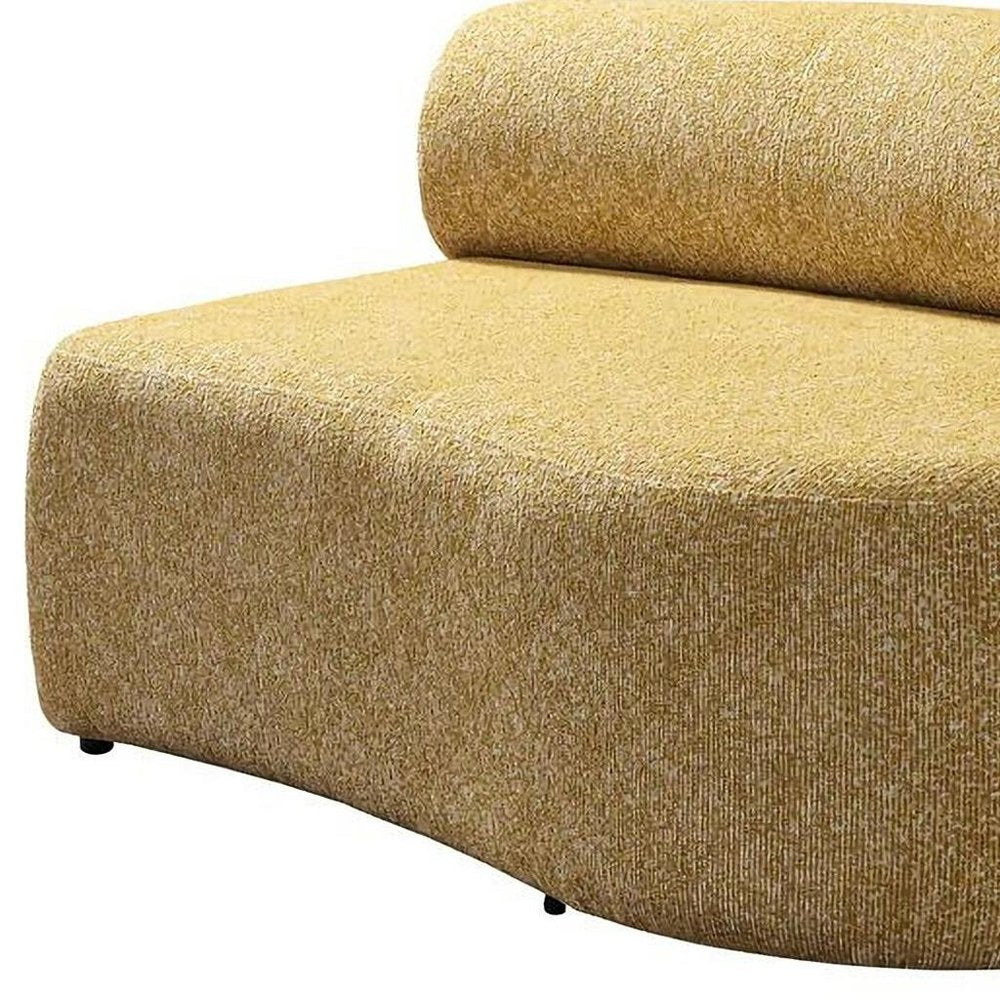145" 3 pc. Boucle Curved Sectional with Toss Pillows