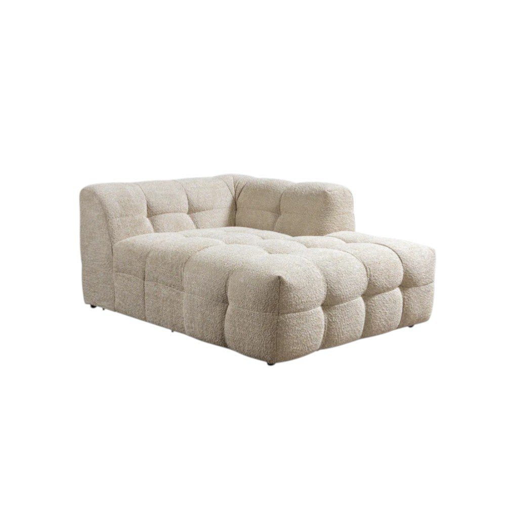 110" 2pc. Ivory Tufted Boucle L-Shaped Sectional with Toss Pillows