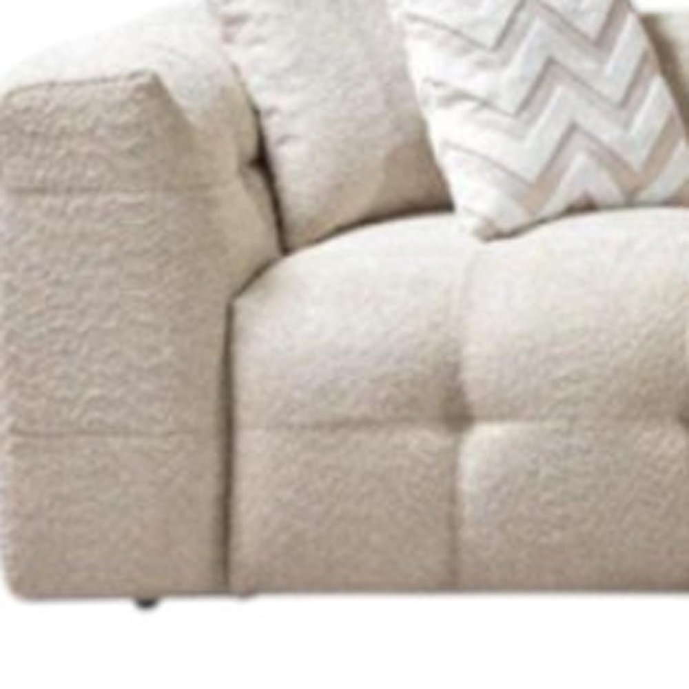 110" 2pc. Ivory Tufted Boucle L-Shaped Sectional with Toss Pillows