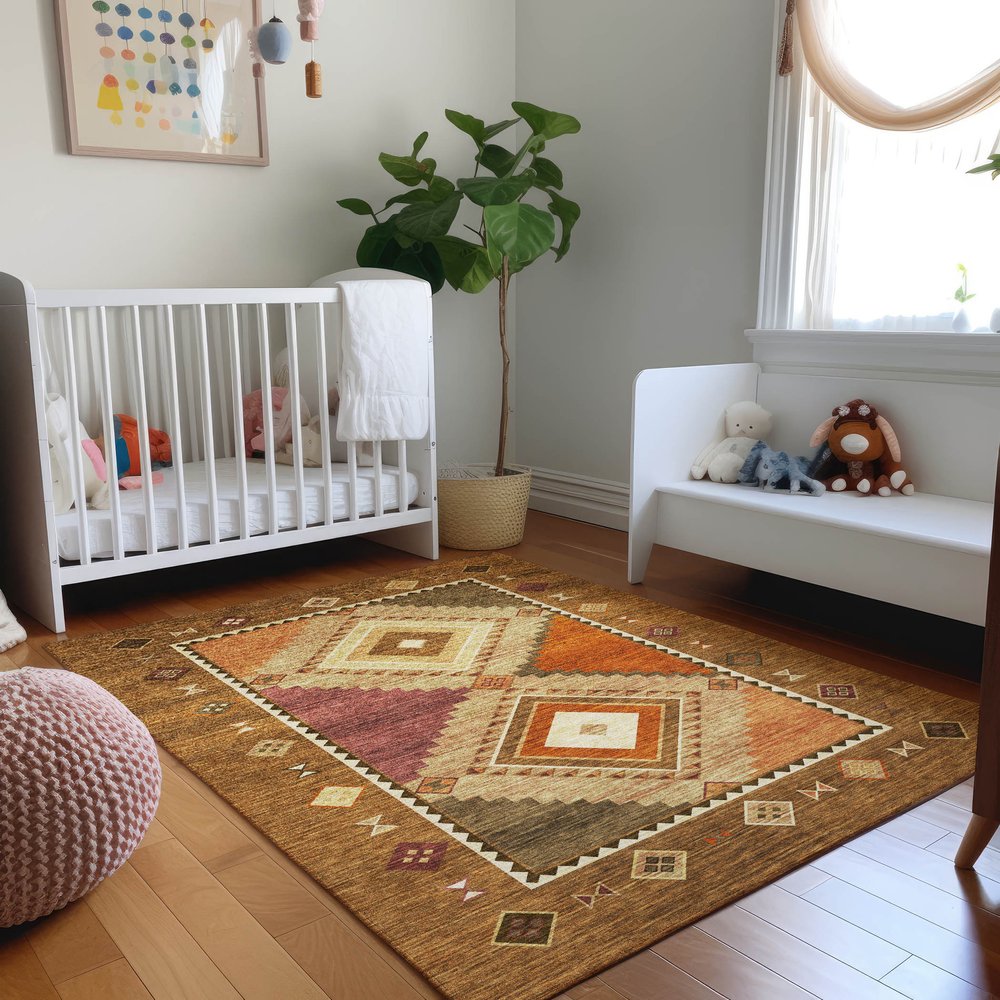 Brown, Orange, And Beige Southwestern Rug