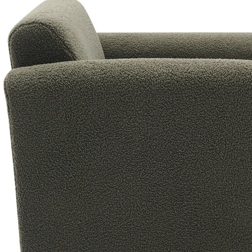 31" Olive Green Bouclé Modern Armchair