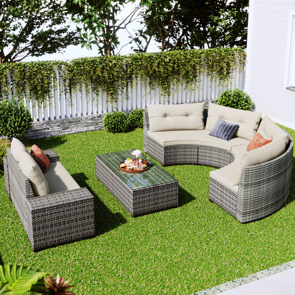 8 pc. Half-Moon Sofa Outdoor Conversion Set