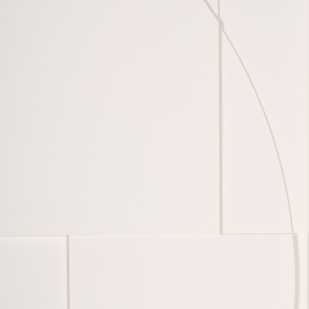 20" x 56" White Carved Modern 1 Shadowbox Wall Art