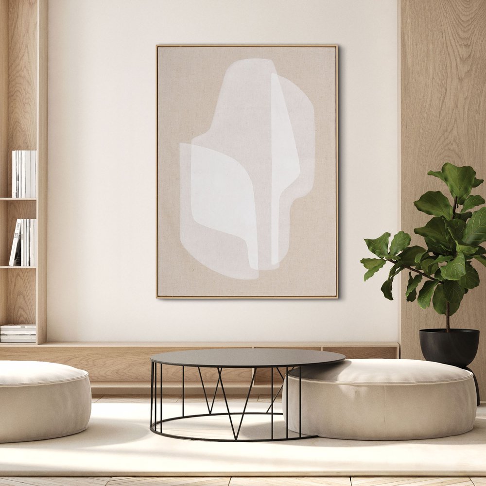 40" x 56" Beige and White "Blanchard" Wall Art