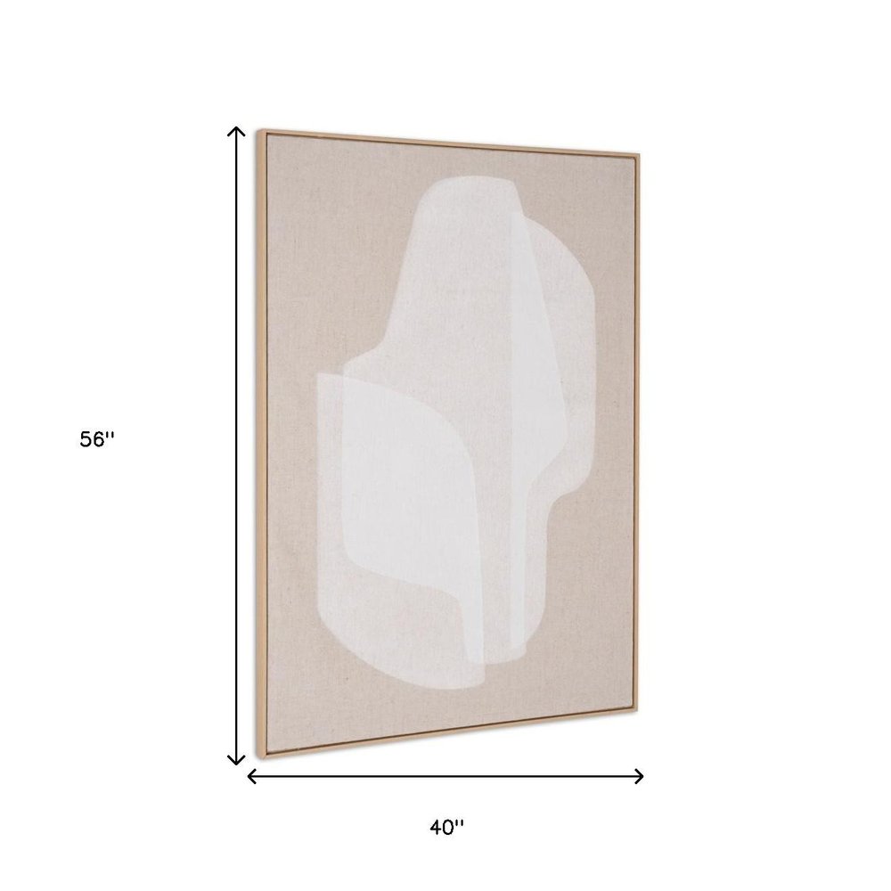 40" x 56" Beige and White "Blanchard" Wall Art