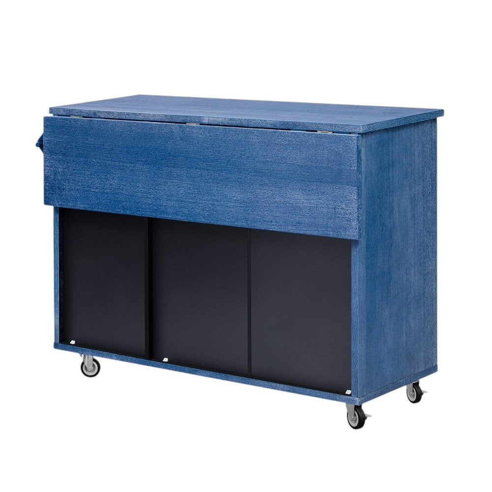 51" Blue Rolling Kitchen Island