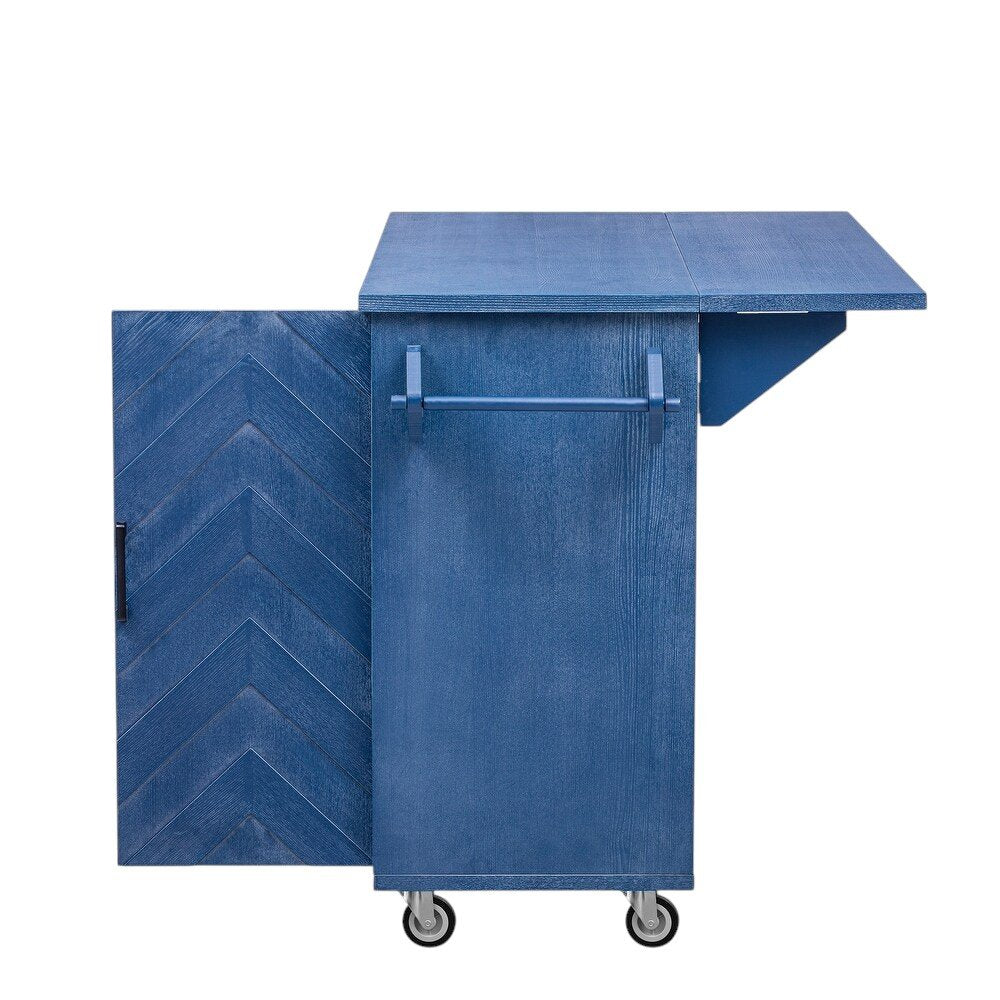 51" Blue Rolling Kitchen Island