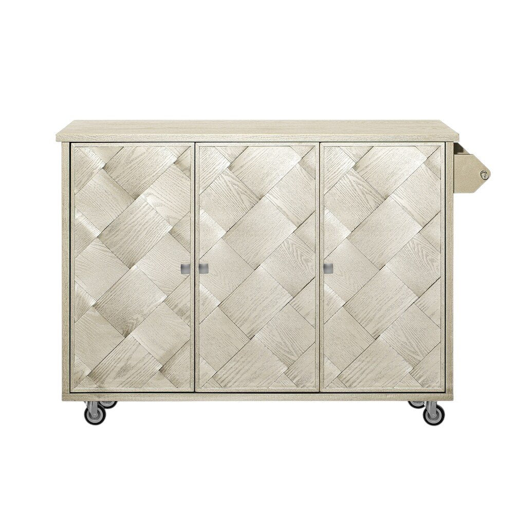 51" Wood Panel Rolling Kitchen Island