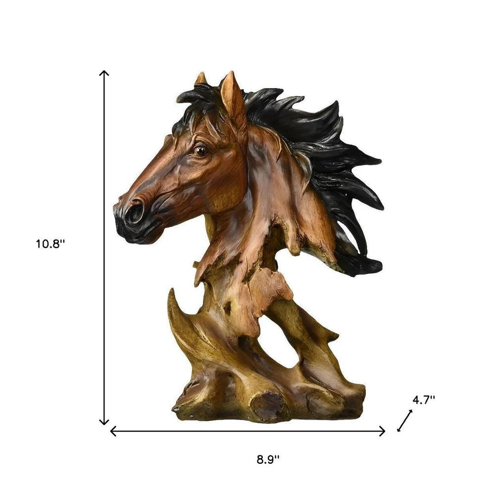 11" Antiqued Bronze and Black Horse Sculpture