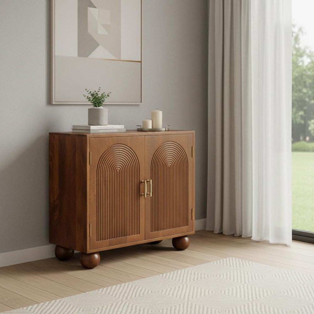 30" Wood Textured Arches Cabinet