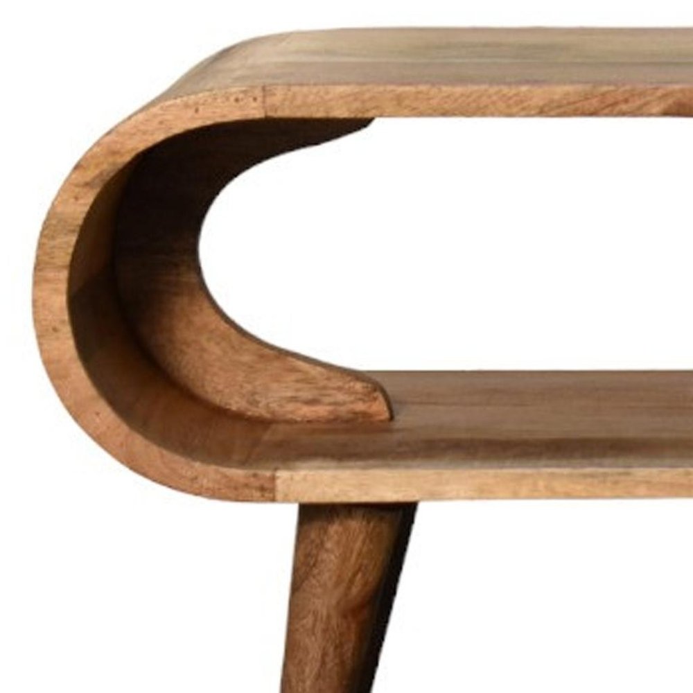 35" Oak Wood Oval Coffee Table